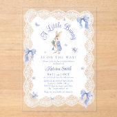 Invitations En Acrylique Blue Peter Rabbit Lace Baby Shower (Recto)