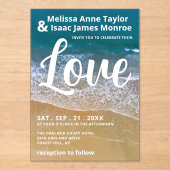 Invitations En Acrylique Blue Sea Beach Wedding (Recto)