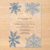Invitations En Acrylique Blue Snowflakes Noël Fête des mariées d'hiver (Recto)