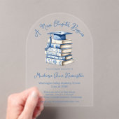 Invitations En Acrylique Blue Toile Livres Coquette Nouveau Chapitre Gradua (In situ (ordinateur de poche))