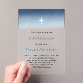 Invitations En Acrylique blue watercolor Confirmation boy (In situ (ordinateur de poche))