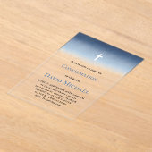 Invitations En Acrylique blue watercolor Confirmation boy (Poser)