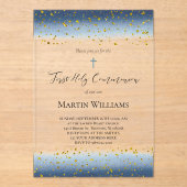 Invitations En Acrylique  blue watercolor First Communion  (Recto)