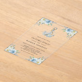 Invitations En Acrylique Blue Watercolor Floral Anchor Coastal Wedding (Poser)