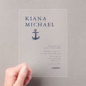 Invitations En Acrylique Blue Wave Ancre Mariage Navy ID836 (In situ (ordinateur de poche))