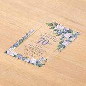 Invitations En Acrylique Blue White Floral 70e anniversaire Surprise Party (Poser)