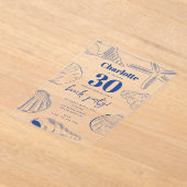 Invitations En Acrylique Blue White Sea Shells Beach Summer Anniversaire (Poser)