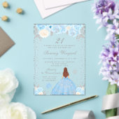 Invitations En Acrylique Blue Winter Brown Cheveux Princesse Anniversaire (Insitu (Mariage))