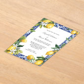 Invitations En Acrylique Blue Yellow Lemon Mediterranean Tile Wedding (Poser)