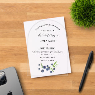 Invitations En Acrylique Blueberries Blueberry Fruit Mariage d'aquarelle