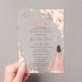 Invitations En Acrylique Blush Chic Fleur Rose Gold Quinceañera Princesse (In situ (ordinateur de poche))