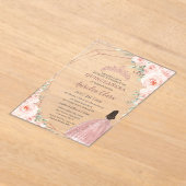 Invitations En Acrylique Blush Chic Fleur Rose Gold Quinceañera Princesse (Poser)
