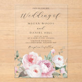 Invitations En Acrylique Blush Dusty Rose Botanique Mariage floral (Recto)