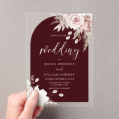 Invitations En Acrylique Blush Floral Deep Burgundy Arch Wedding (In situ (ordinateur de poche))