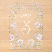 Invitations En Acrylique Blush Floral Frame Acrylic Table Number (Recto)