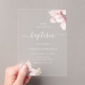 Invitations En Acrylique Blush Flower Petals Elegant Girls Baptism (In situ (ordinateur de poche))