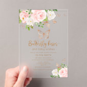 Invitations En Acrylique Blush or baby shower Baisers à papillon (In situ (ordinateur de poche))