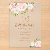 Invitations En Acrylique Blush or baby shower Baisers à papillon (Recto)
