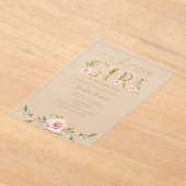 Invitations En Acrylique Blush or floral C'est un baby shower fille (Poser)