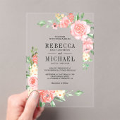 Invitations En Acrylique Blush Pink Floral Bloom Roses Wedding (In situ (ordinateur de poche))