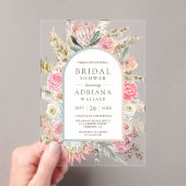 Invitations En Acrylique Blush Pink Floral Boho Pampas Grass Bridal Shower (In situ (ordinateur de poche))