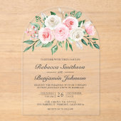 Invitations En Acrylique Blush Pink Floral Bouquet Wedding (Recto)