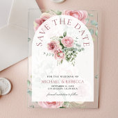 Invitations En Acrylique Blush Pink Floral Eucalyptus Wedding Save the Date