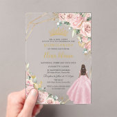 Invitations En Acrylique Blush Pink Floral Princess Gold Quinceanera 15 XV (In situ (ordinateur de poche))