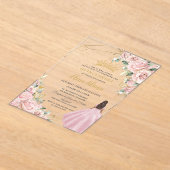 Invitations En Acrylique Blush Pink Floral Princess Gold Quinceanera 15 XV (Poser)