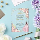 Invitations En Acrylique Blush Pink Floral Princess Gold Quinceanera 15 XV (Insitu (Mariage))