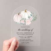 Invitations En Acrylique Blush Pink Floral Pumpkin Wedding (In situ (ordinateur de poche))