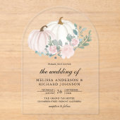 Invitations En Acrylique Blush Pink Floral Pumpkin Wedding (Recto)