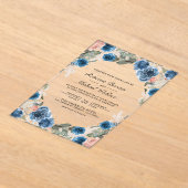 Invitations En Acrylique Blush Pink Navy Blue Floral Wedding (Poser)