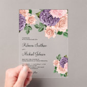 Invitations En Acrylique Blush Pink Purple Floral Wedding (In situ (ordinateur de poche))