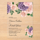 Invitations En Acrylique Blush Pink Purple Floral Wedding (Recto)