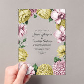 Invitations En Acrylique Blush Pink & Soft Gold Modern Botanical Wedding (In situ (ordinateur de poche))
