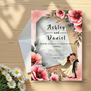Invitations En Acrylique Blush rose Dusty Rose marié Mariages floral