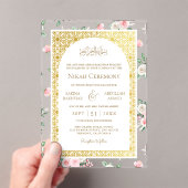 Invitations En Acrylique Blush rose Floral or Motif musulman Mariage musulm (In situ (ordinateur de poche))