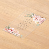 Invitations En Acrylique Blush & Sage Green Divine Mariage d'élégance divin (Poser)