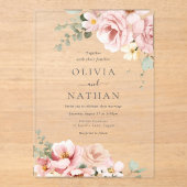 Invitations En Acrylique Blush & Sage Green Divine Mariage d'élégance divin (Recto)