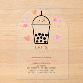 Invitations En Acrylique Boba Bubble Tea Party Par-tea 1st Birthday (Recto)