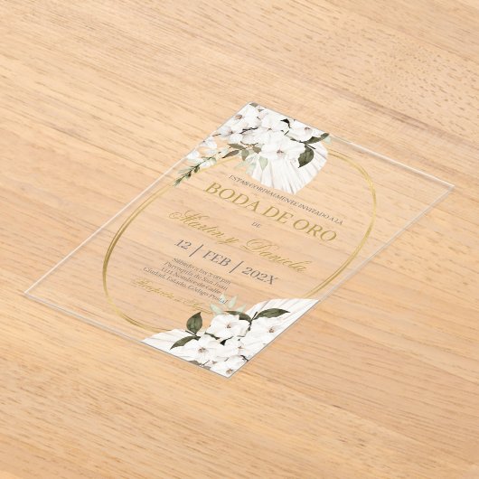 Invitations En Acrylique Boda de oro con boho blanco (Poser)