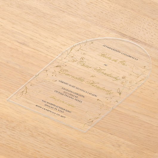 Invitations En Acrylique Boda de oro éditable (Poser)
