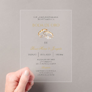 Invitations En Acrylique Boda de oro éditable