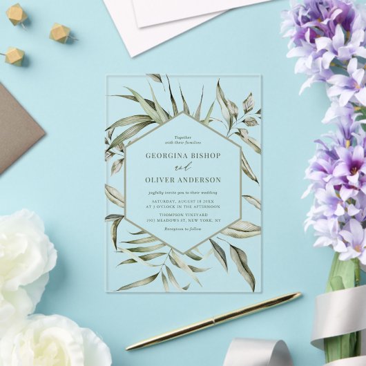 Invitations En Acrylique Bohème rustique Aquarelle verte Mariage d'automne (Insitu (Mariage))