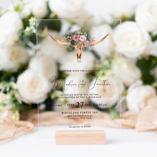 Invitations En Acrylique Bohème style champêtre Floral Taureau Mariage