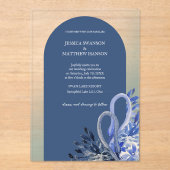 Invitations En Acrylique Bohemian Blue Swans Watercolor Art (Recto)