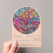 Invitations En Acrylique Boho a fleuri imitation de vitrail pour un anniver (In situ (ordinateur de poche))