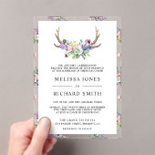 Invitations En Acrylique Boho Antlers Wildflower Wedding (In situ (ordinateur de poche))