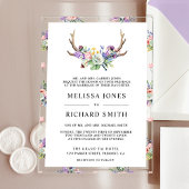 Invitations En Acrylique Boho Antlers Wildflower Wedding